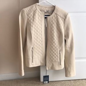 Cole Haan Cream Real Leather Jacket